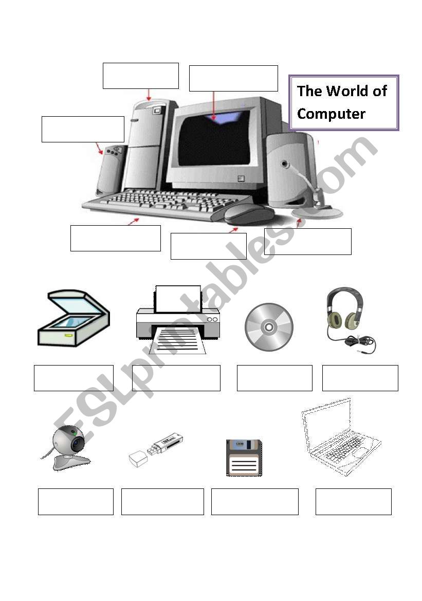 Computer S Parts Esl Worksheet By Sunrain Nicole