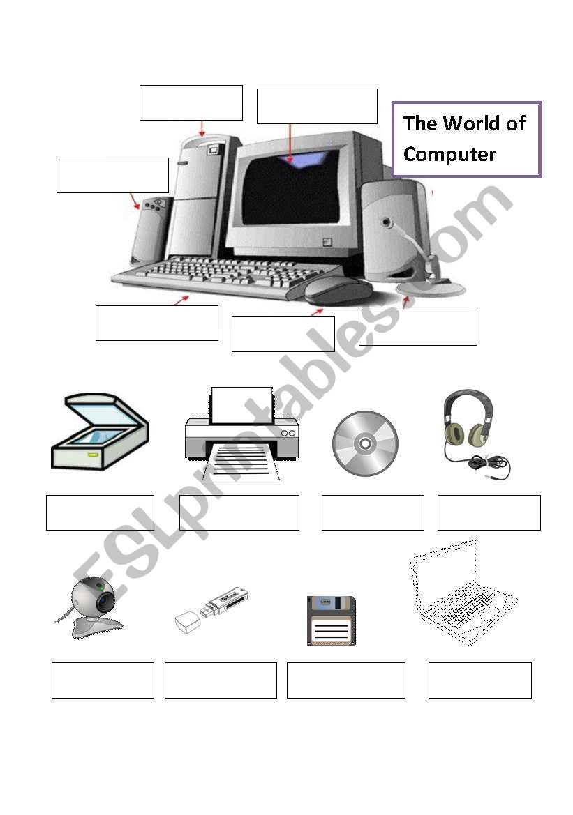 computer s parts esl worksheet by sunrain nicole