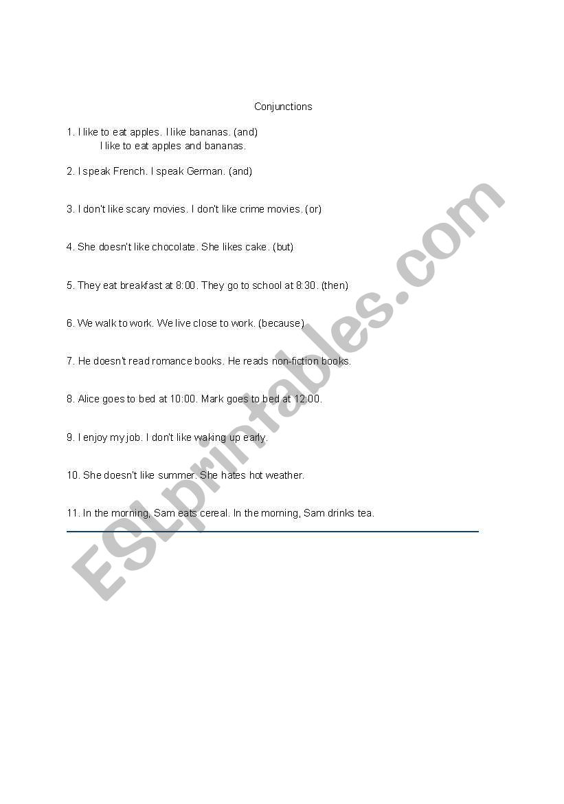 Conjunctions worksheet