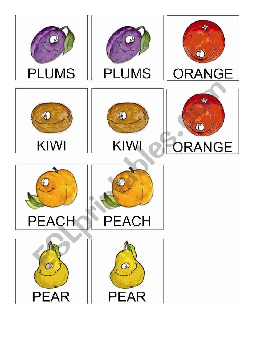 Fruits Memory Game 2 worksheet