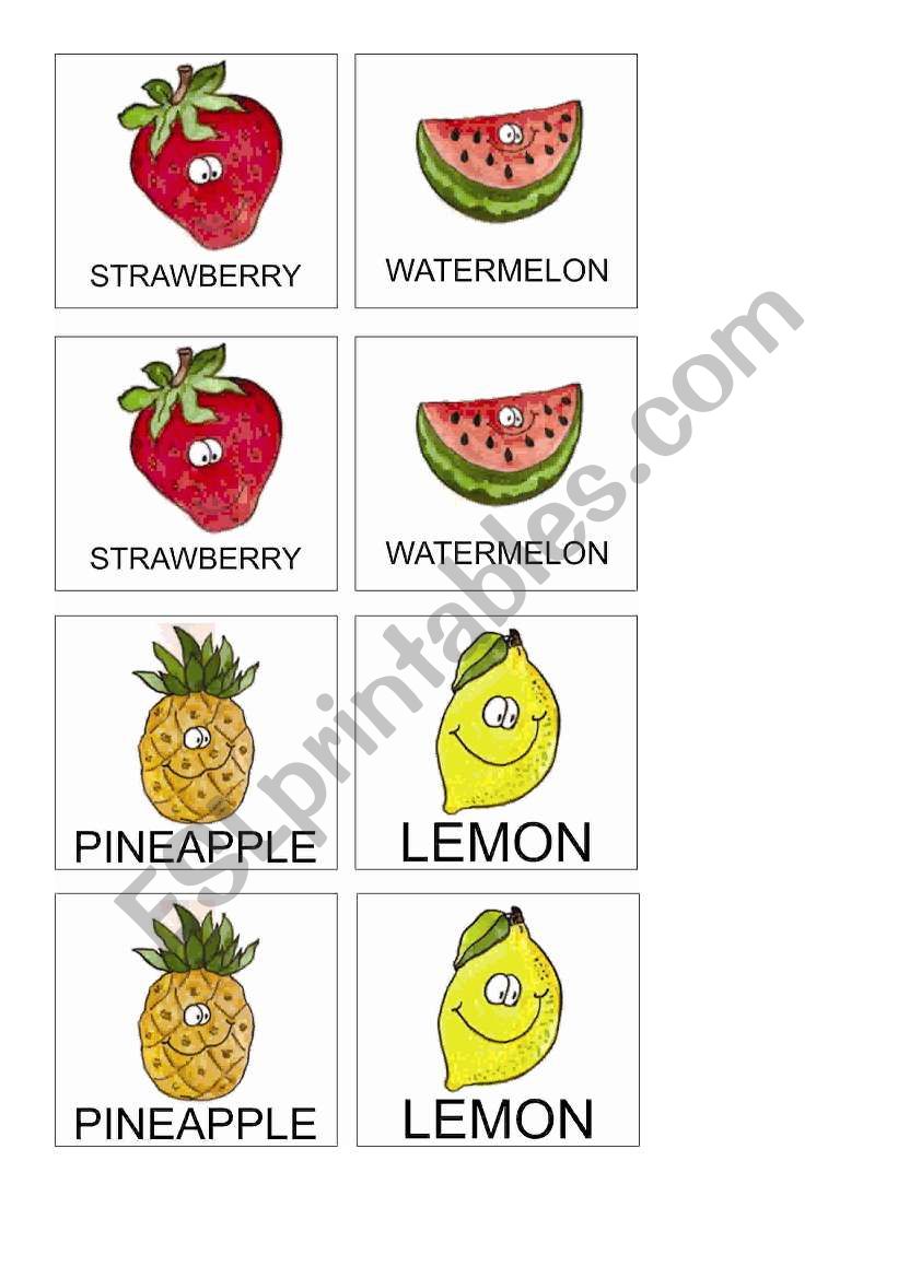 Fruits Memory Game 3 worksheet