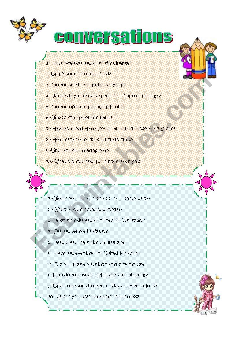 CONVERSATIONS worksheet