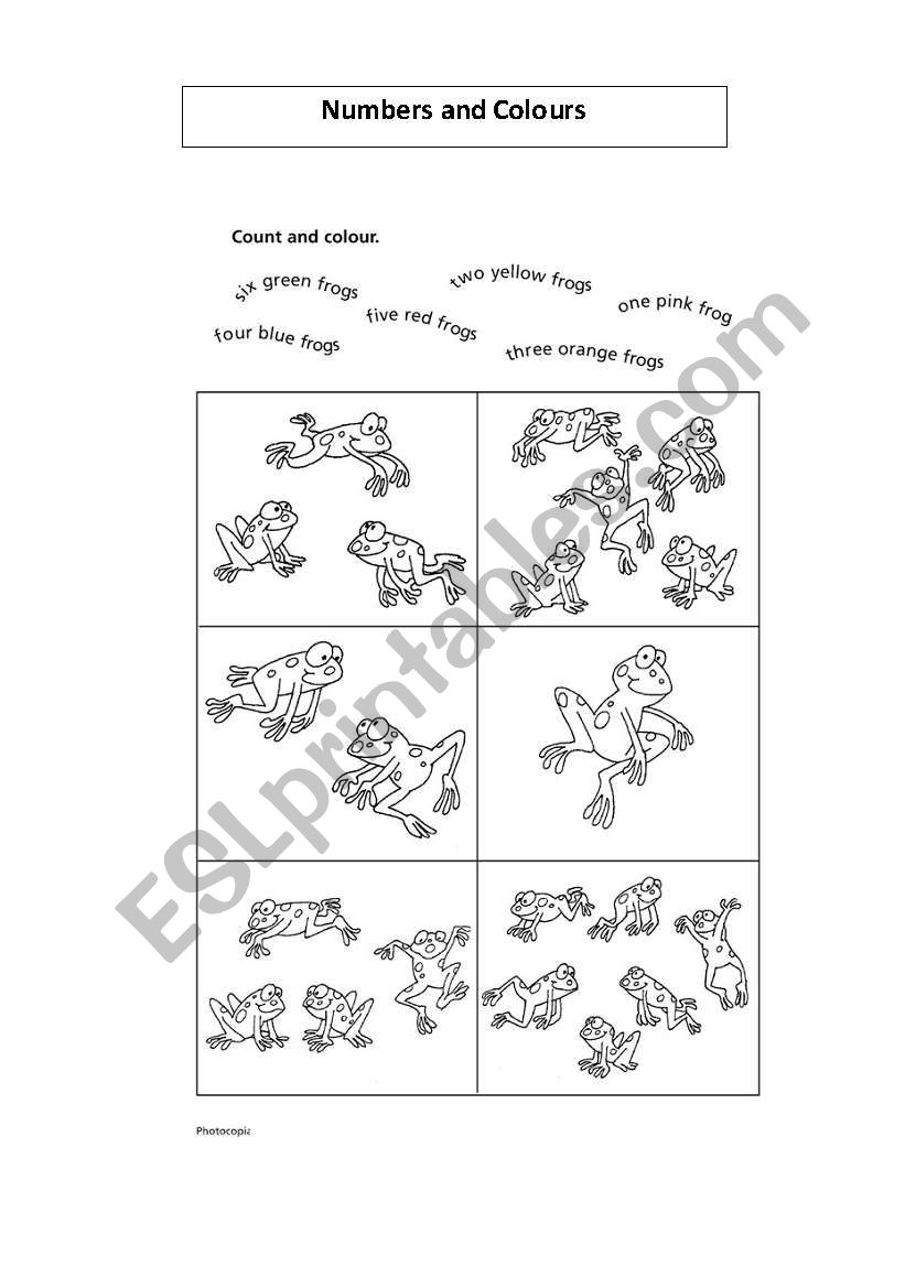 Numbers and Colours worksheet