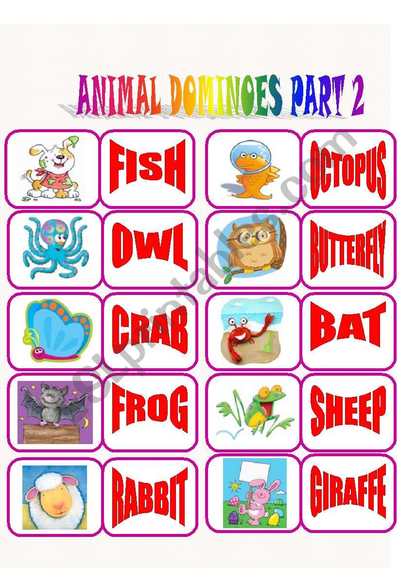 ANIMAL DOMINOES PART 2/2 worksheet