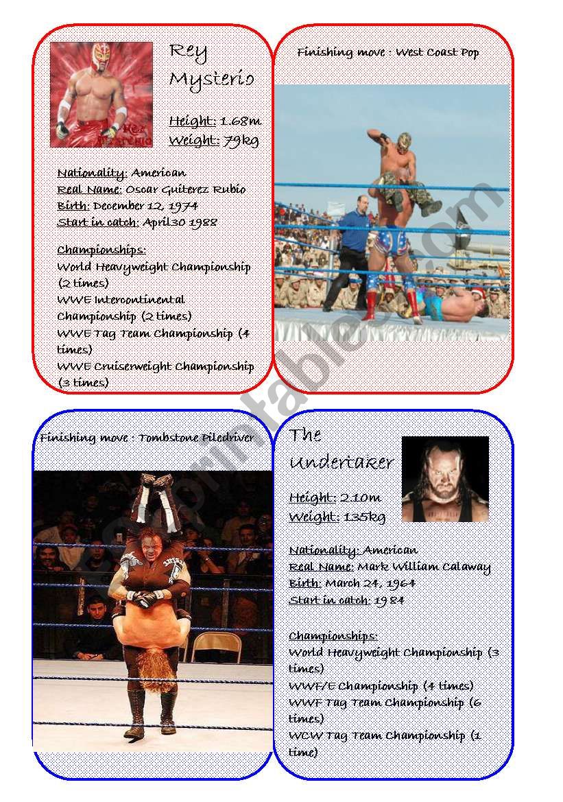 Wrestling Superstars worksheet
