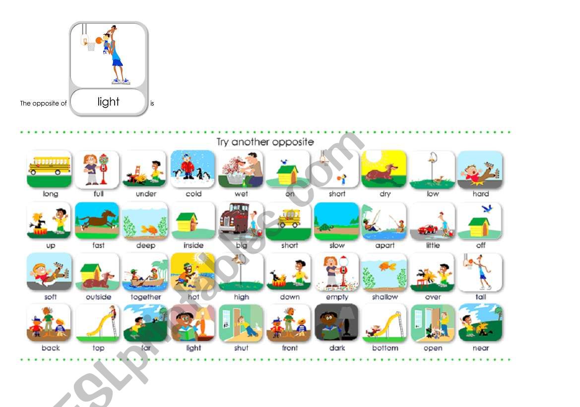 Opposites worksheet