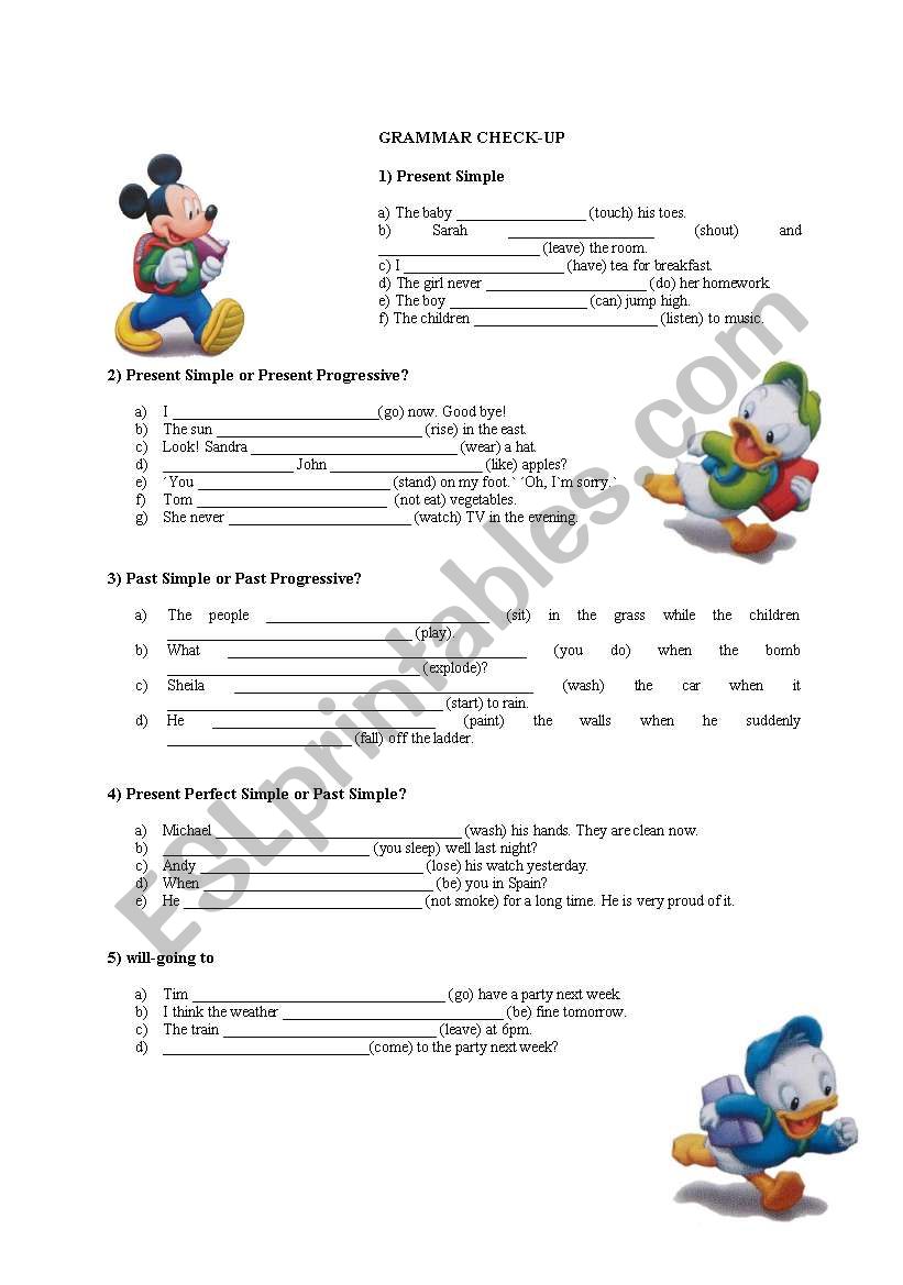 Grammar check-up worksheet