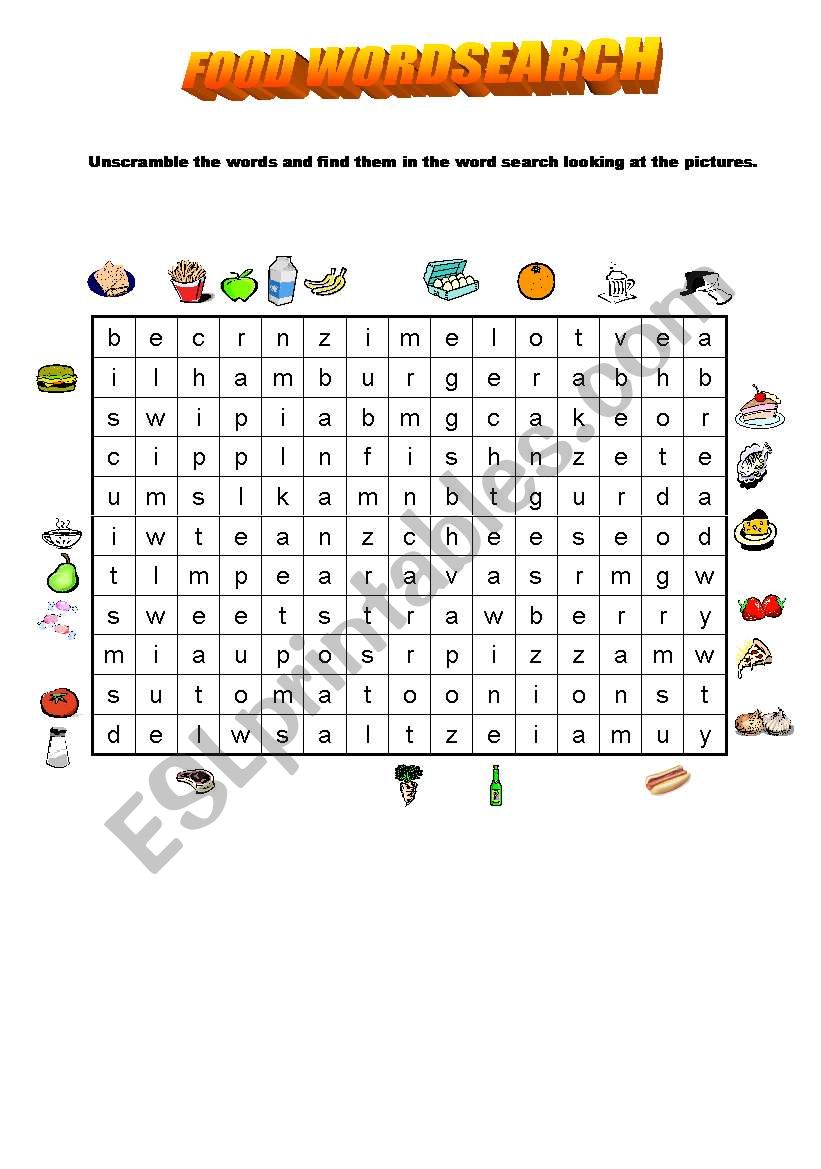 FOOD WORDSEARCH worksheet