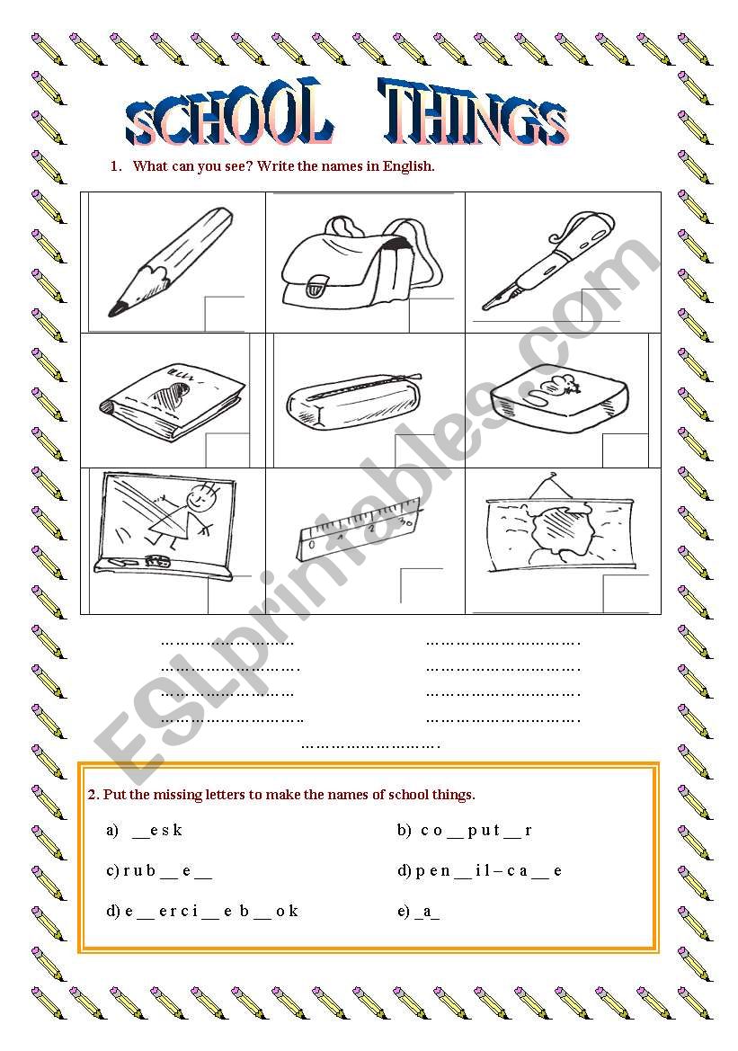 School things worksheet