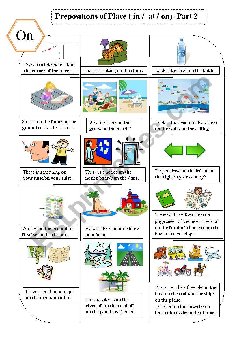 PREPOSITIONS OF PLACE (IN/ ON/ AT)- PART 2( PICTURE GRAMMAR)