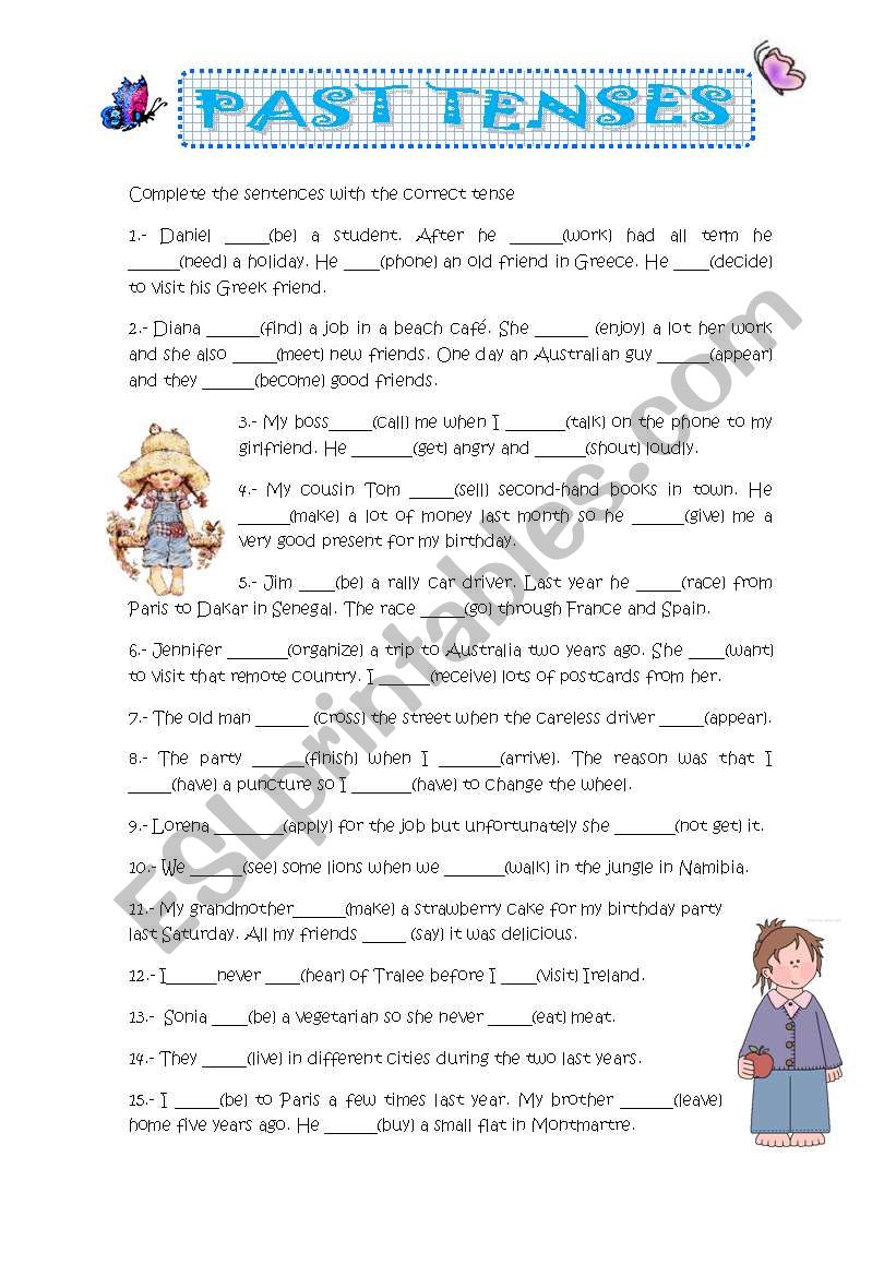 PAST TENSES:REVISION worksheet