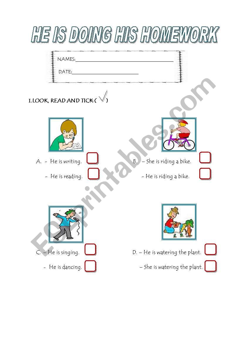 EXERCISES ABOUT  PRESENT CONTINUOUS TENSE