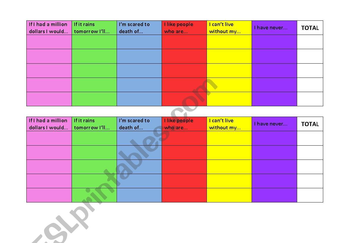 STOP worksheet