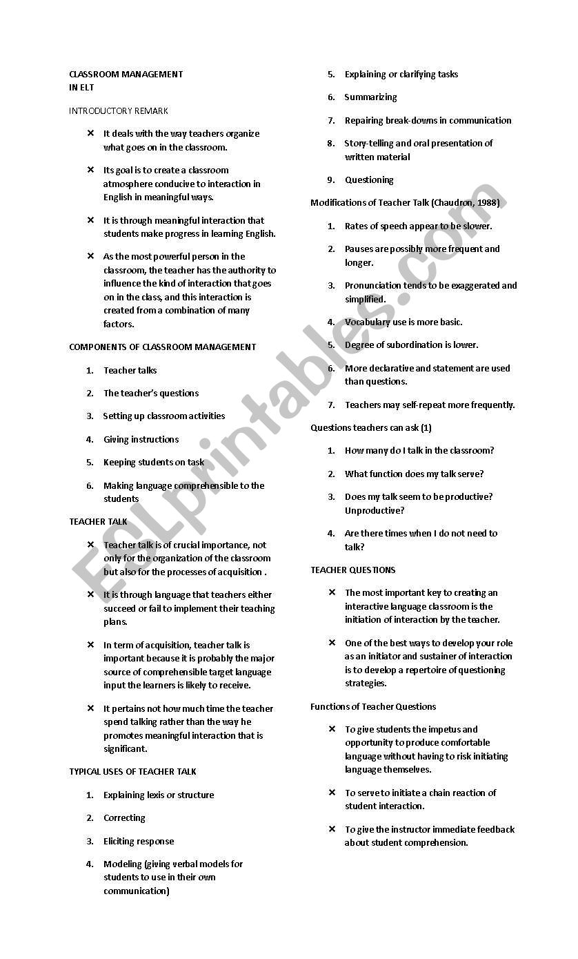 TEFL worksheet