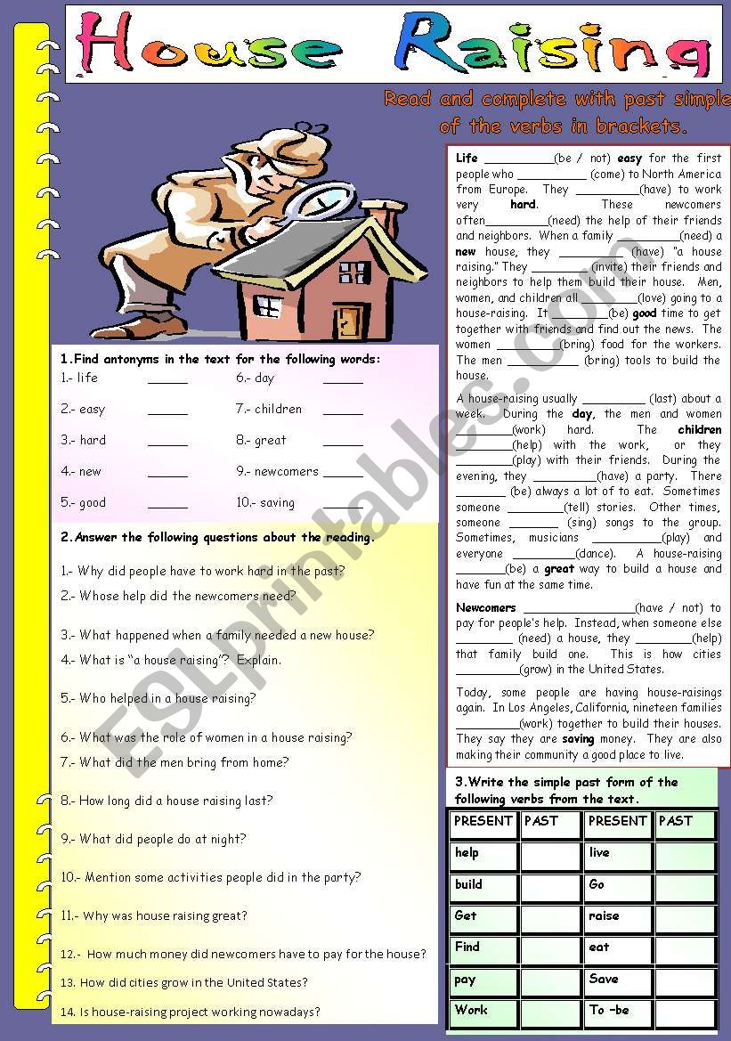 HOUSE RAISING worksheet