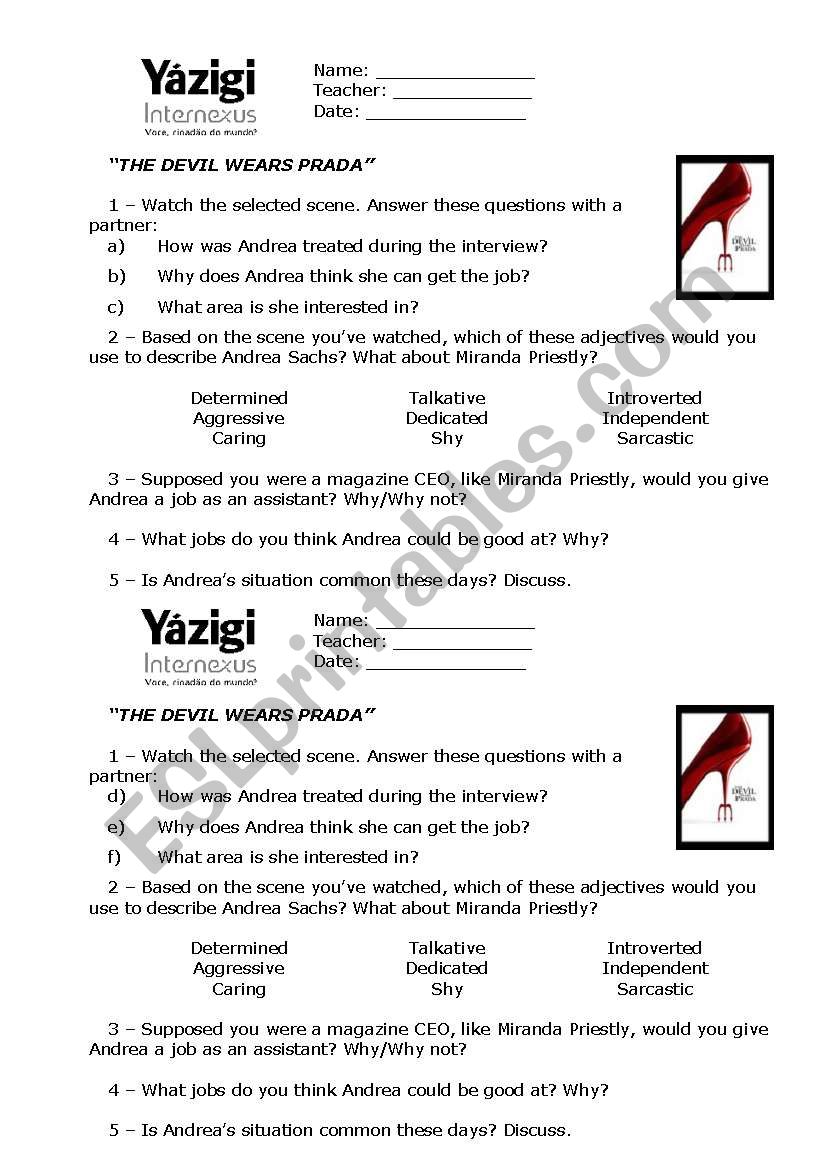 Job Interview worksheet