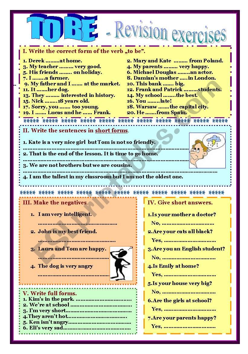 TO BE - REVISION EXERCISES worksheet