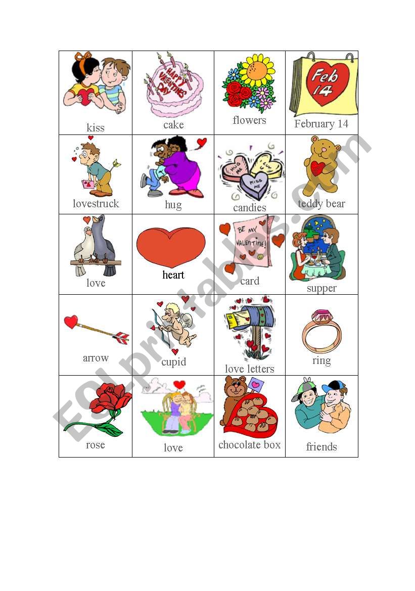 Valentine bingo balls worksheet
