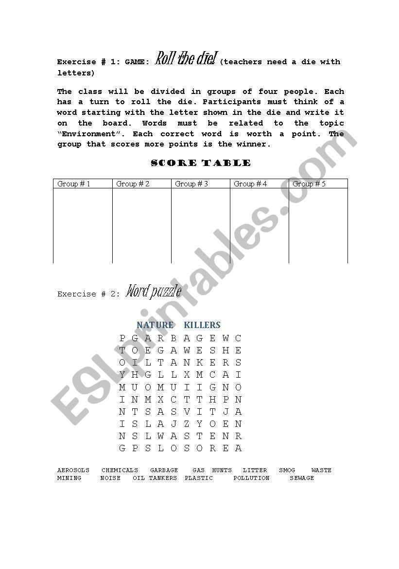 vocabulary games- ENVIRONMENT!