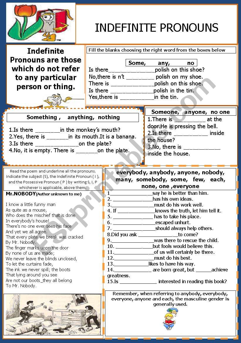 Pronouns Indefinite Worksheet