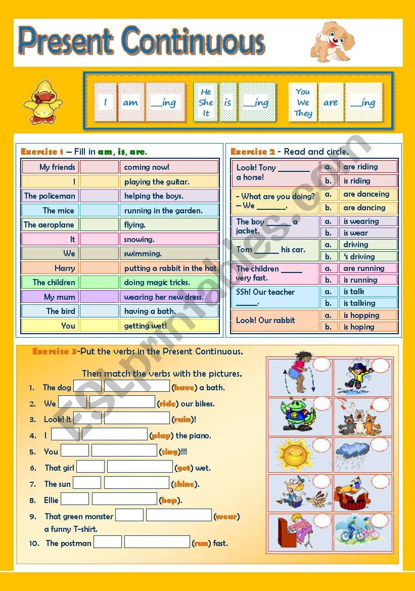 Present Continuous worksheet