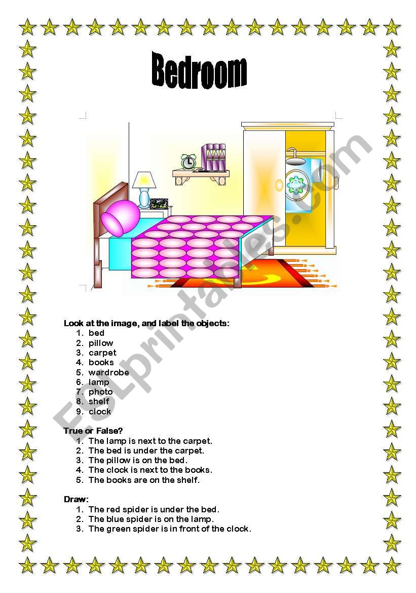 Bedroom worksheet