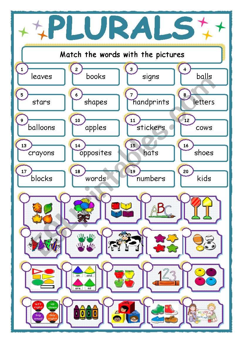 PLURALS - ESL worksheet by jhansi