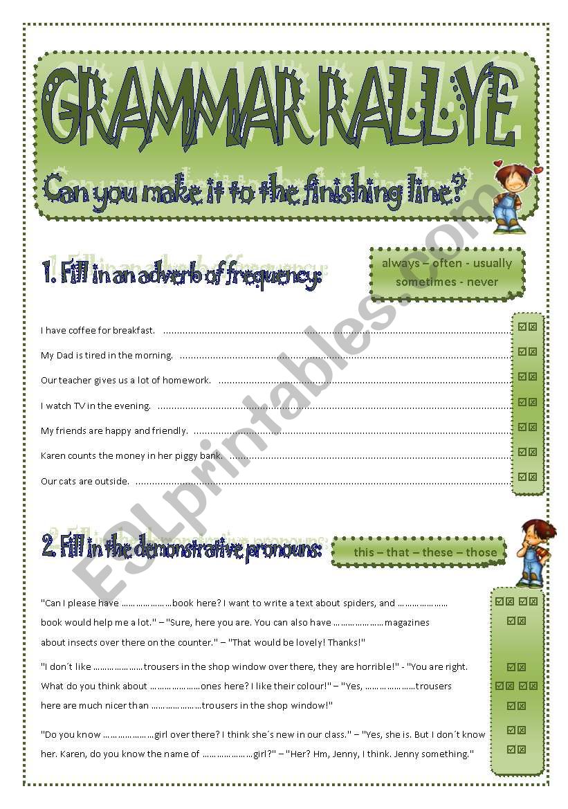 Grammar Rallye for end of year one