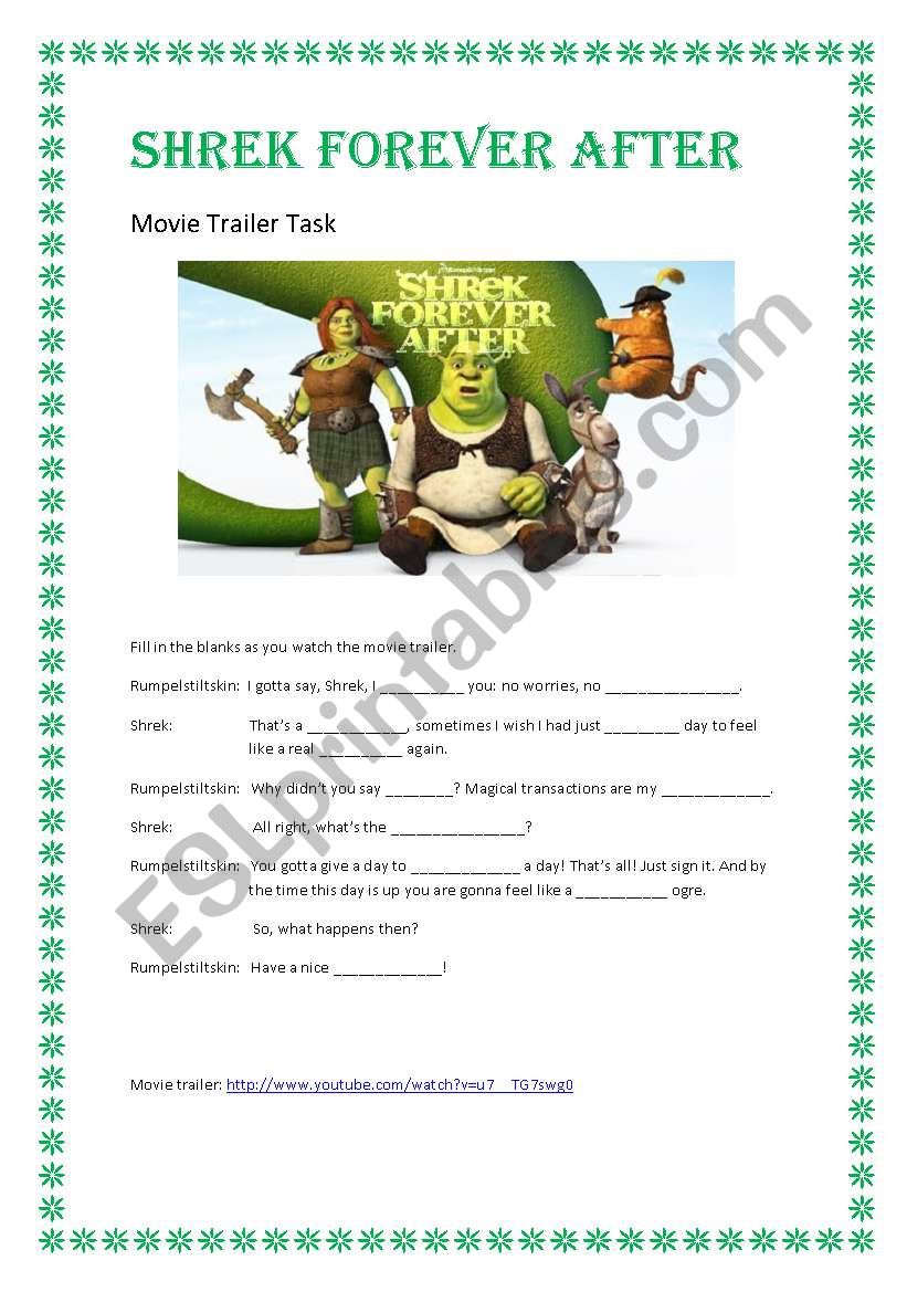 Shrek Forever After worksheet