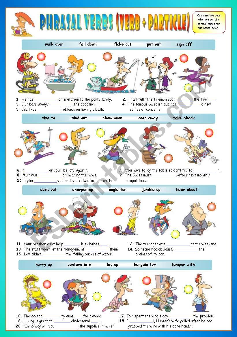 Phrasal Verbs (Fourteenth series). Exercises (Part 2/3). Key included!!!