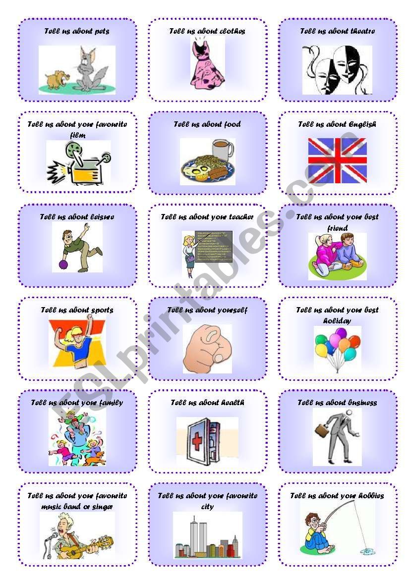 Tell us about... 36 speaking cards on different topics. Editable!