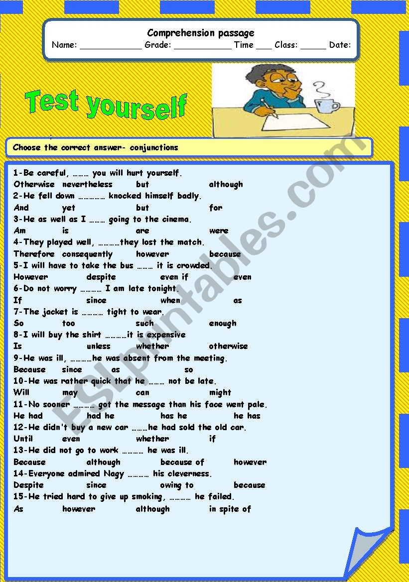 Test yourself worksheet