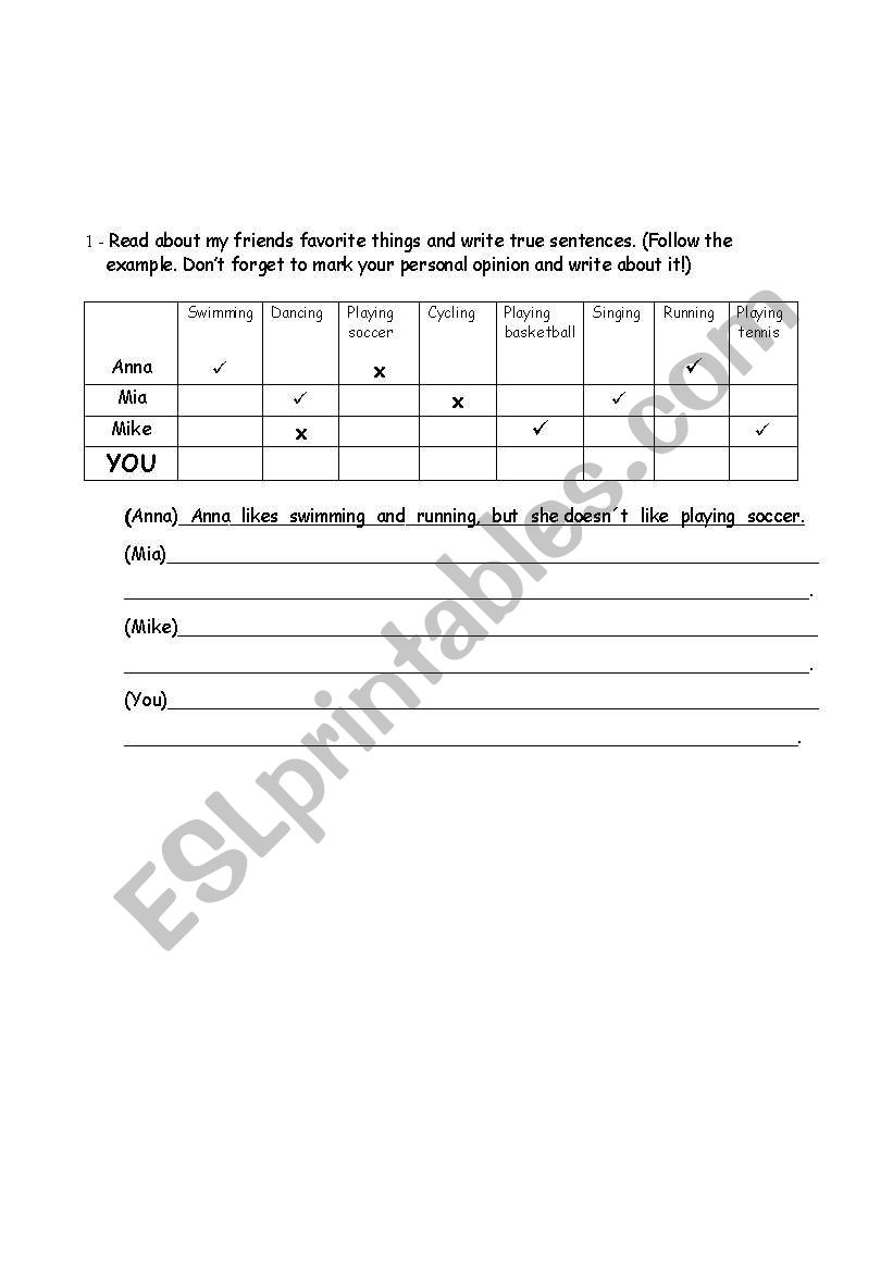 actions chart worksheet