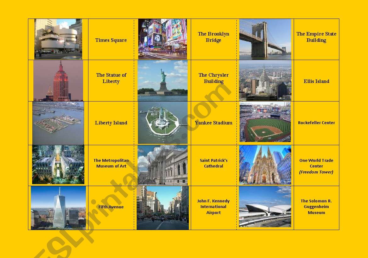 New York City landmarks DOMINOES (fully editable)