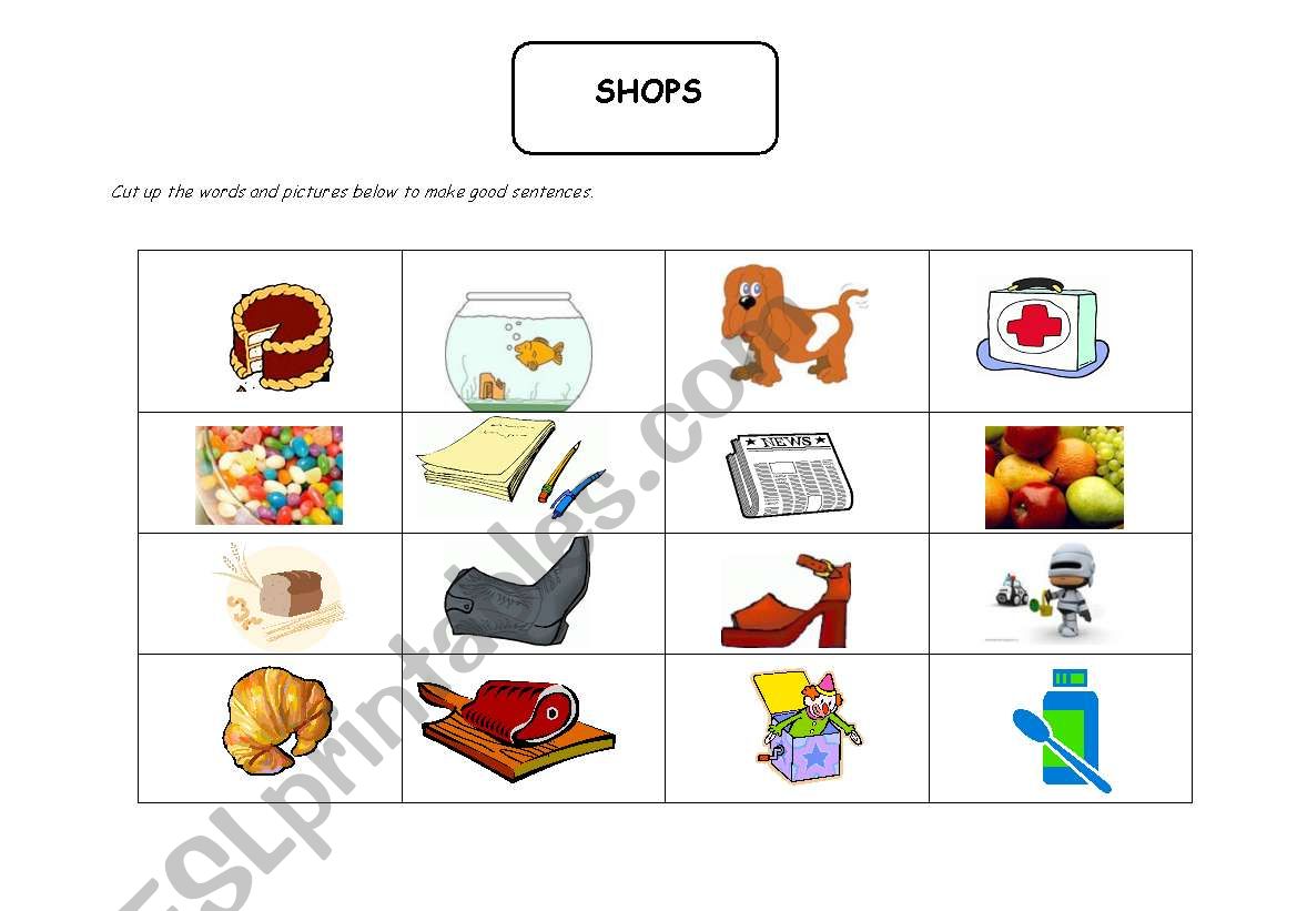 Shops!  worksheet