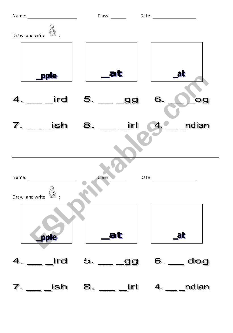 phonics writing  worksheet