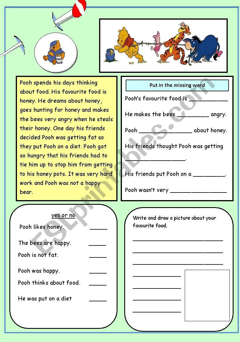 PoohÂ´s Diet worksheet