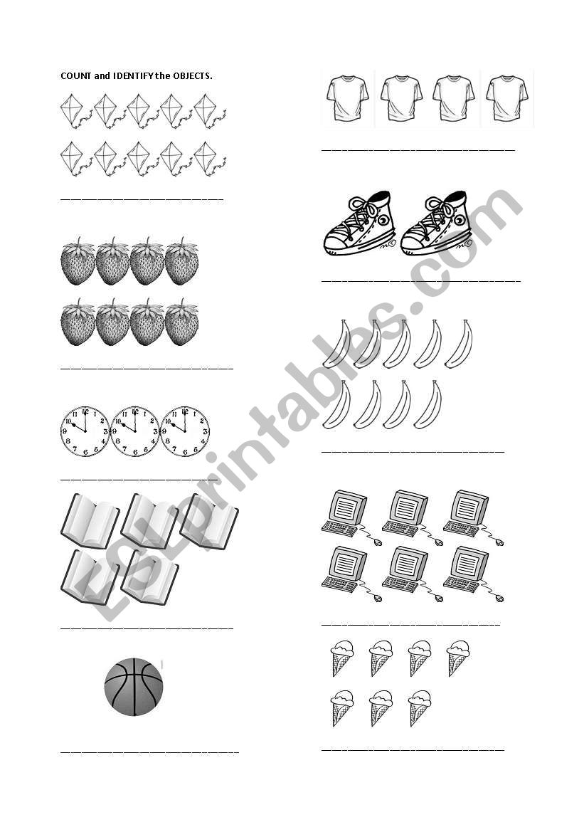 COUNTING OBJECTS 1- 10 and Identify the Oobject