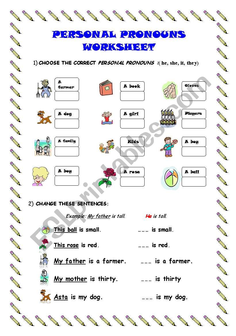 Personal pronouns worksheet worksheet