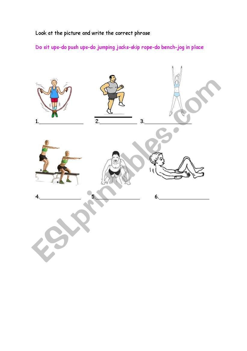 exercise worksheet