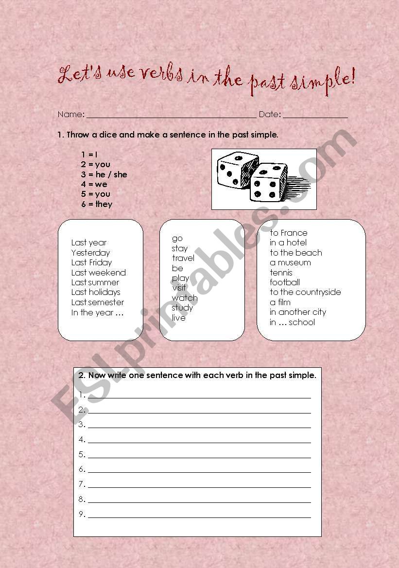 Past simple activity  worksheet