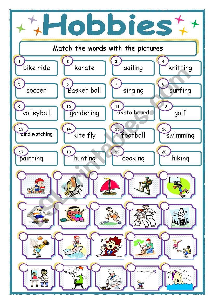 HOBBIES worksheet