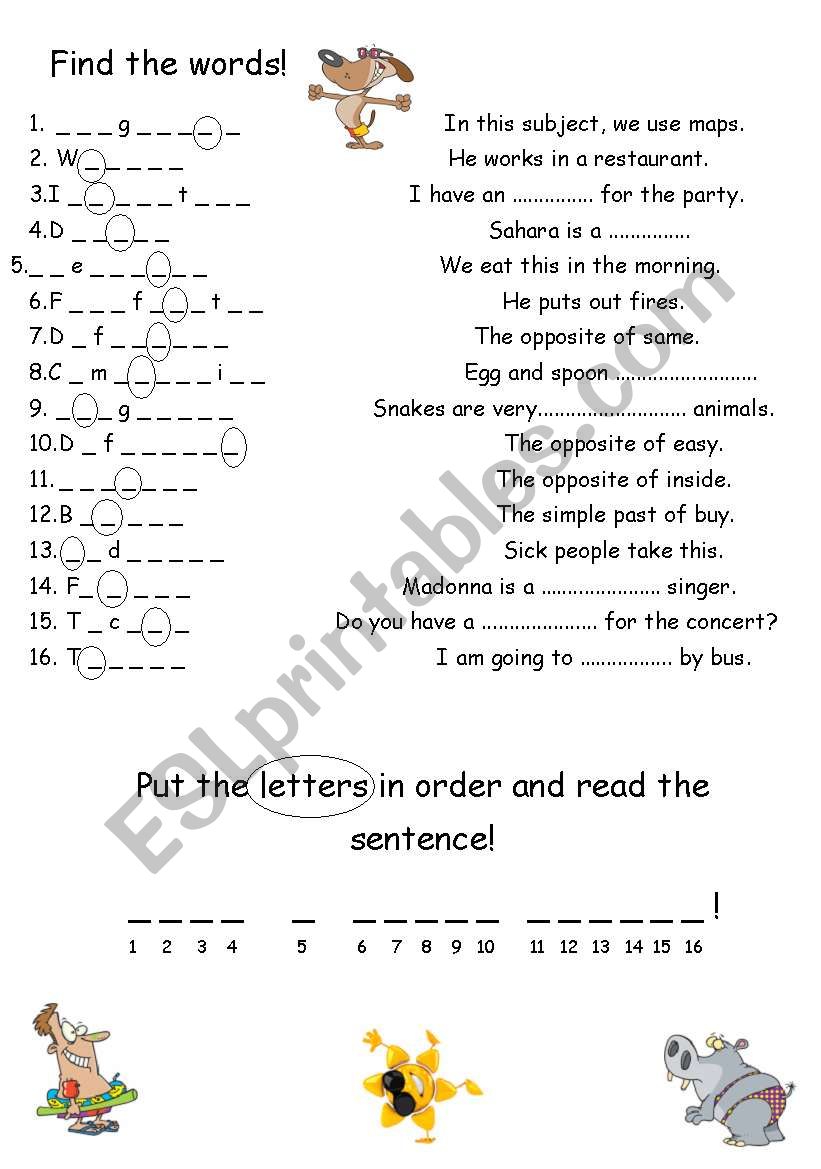 Find the words! worksheet