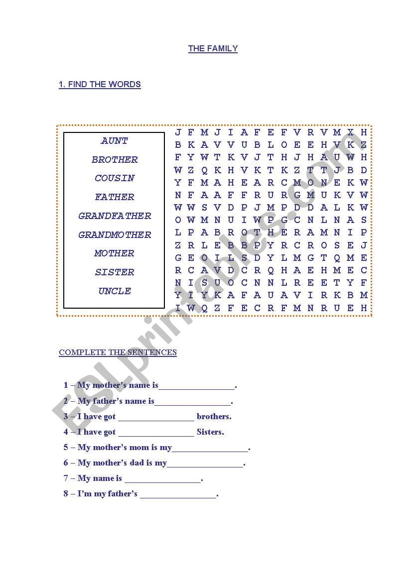 family worksheet