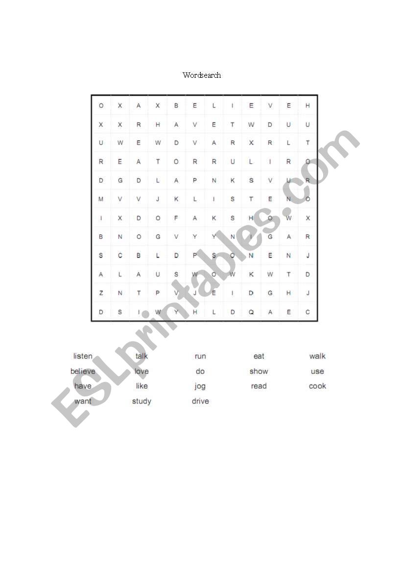 Webserarch of Verbs worksheet