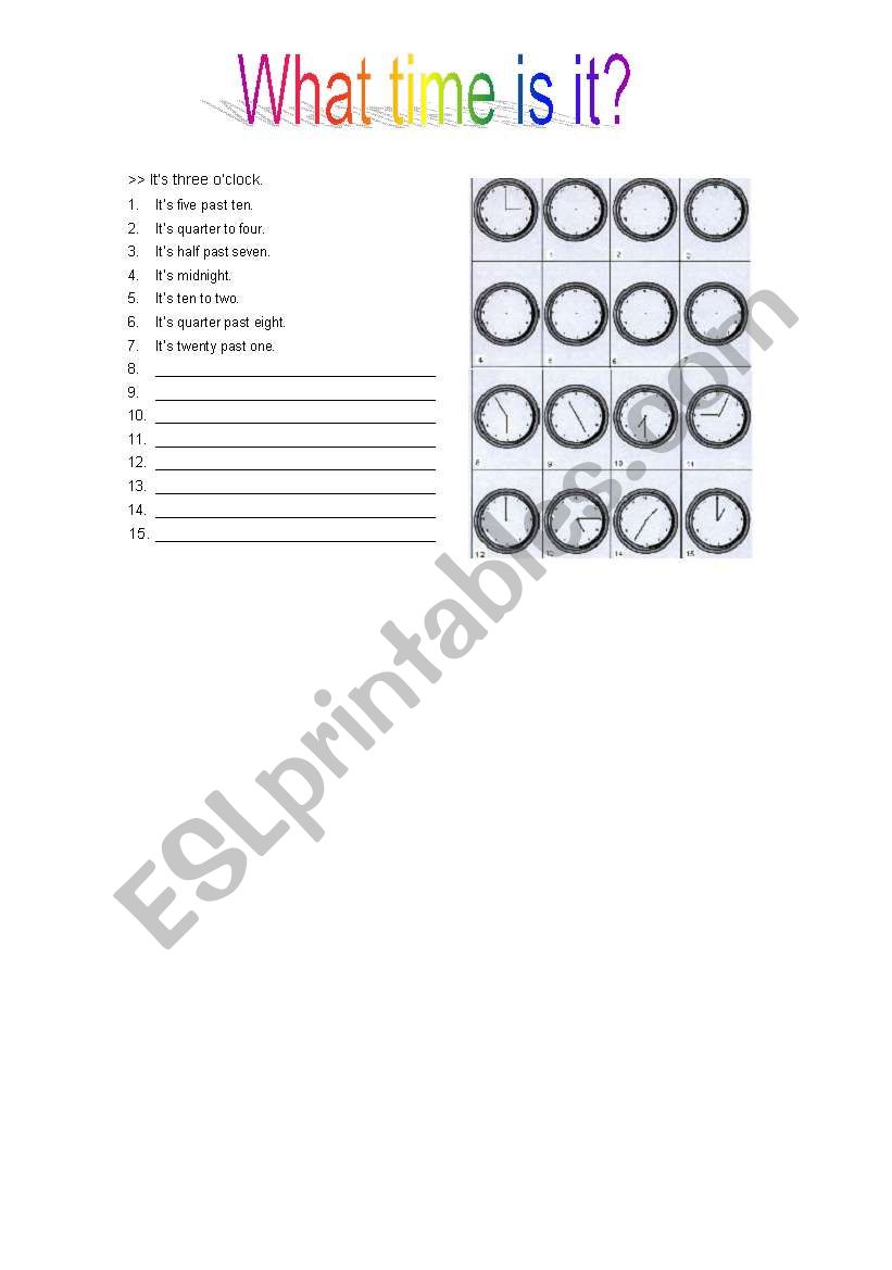 What time is it? worksheet