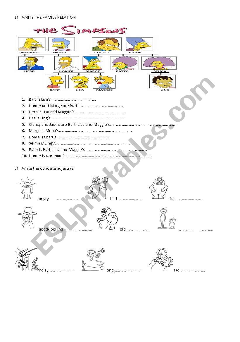 Family tree and adjectives to practise vocabulary .