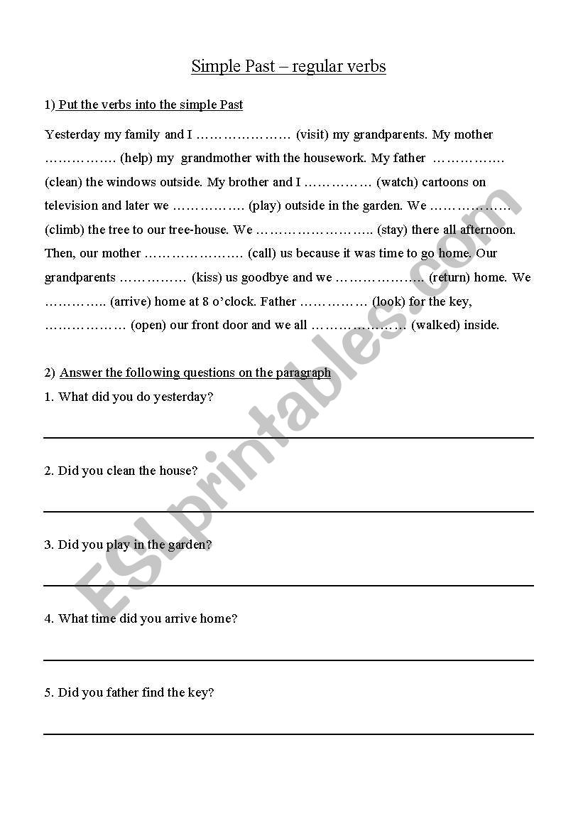 SIMPLE PAST PRACTICE  worksheet