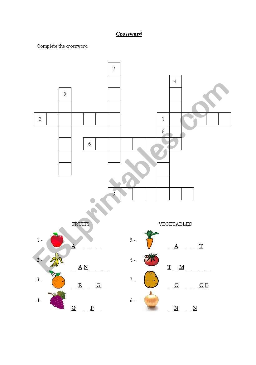 Fruits and Vegetables worksheet