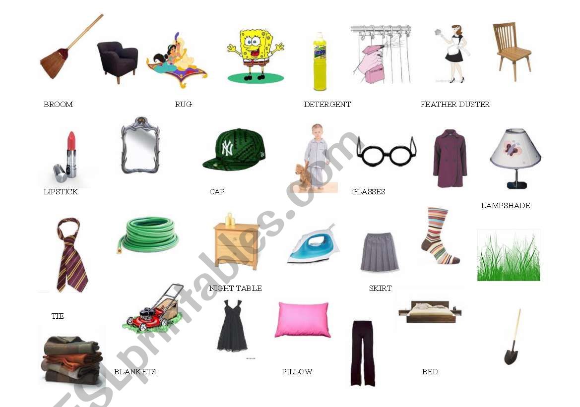 Furniture and Clothing worksheet
